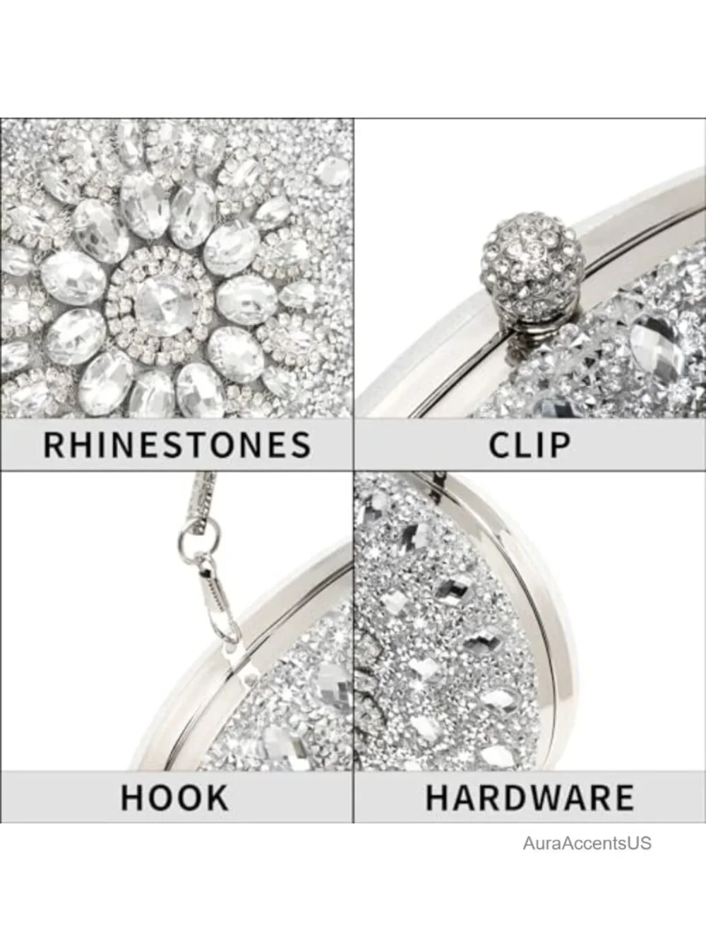 Sparkly Rhinestone Evening Bag Clutch Chain Purse Luxury Handbag